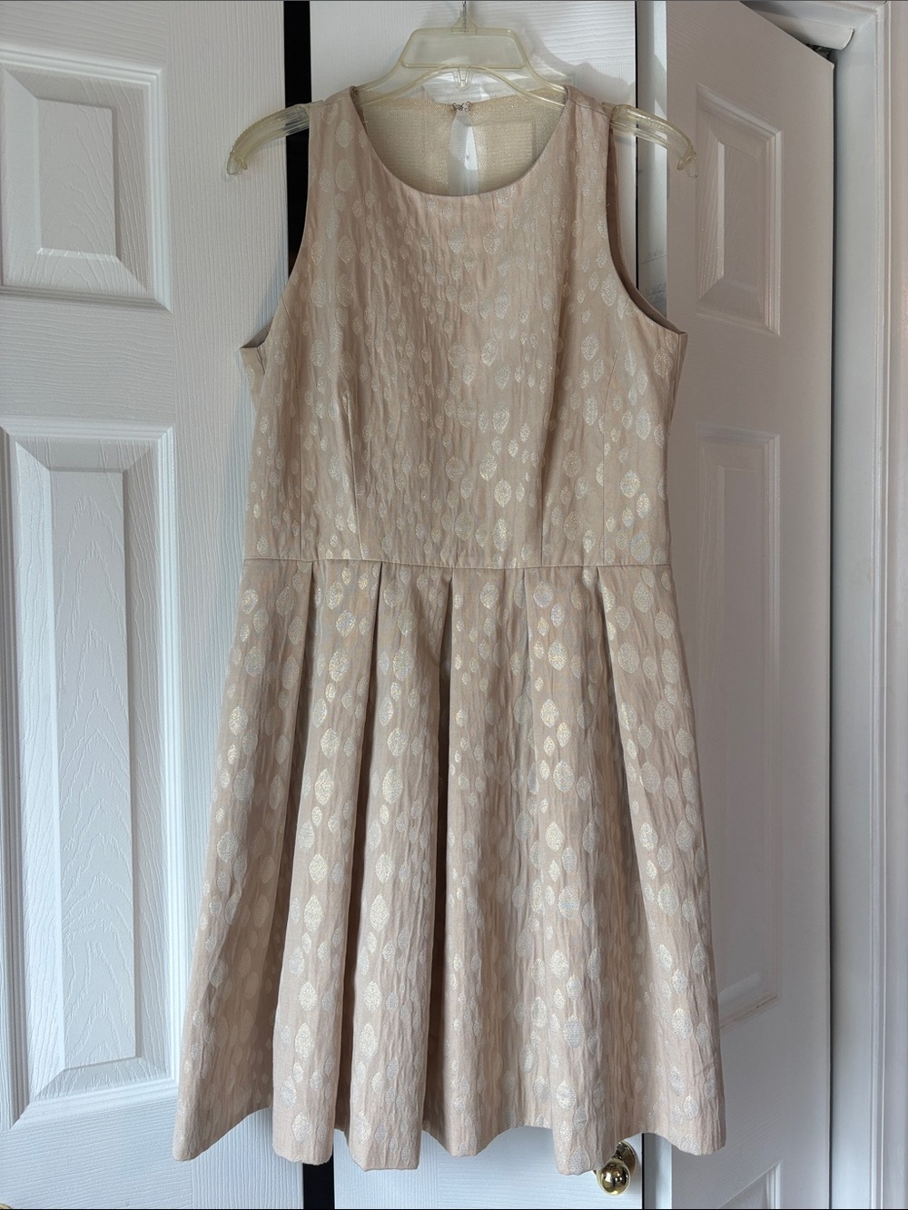 Taylor Cream Midi Party Dress with Subtle Metallic Pattern